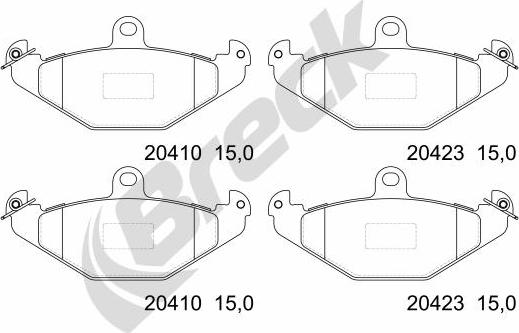 Breck 20410 00 704 00 - Bremžu uzliku kompl., Disku bremzes www.autospares.lv