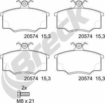 Breck 20574 00 701 00 - Bremžu uzliku kompl., Disku bremzes www.autospares.lv