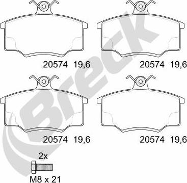 Breck 20574 10 701 00 - Bremžu uzliku kompl., Disku bremzes www.autospares.lv