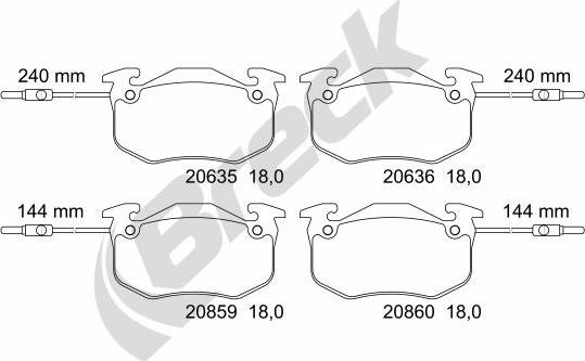 Breck 20635 00 702 10 - Bremžu uzliku kompl., Disku bremzes www.autospares.lv