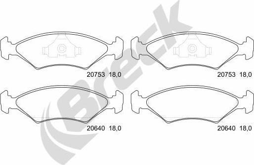 Breck 20753 00 701 00 - Bremžu uzliku kompl., Disku bremzes www.autospares.lv