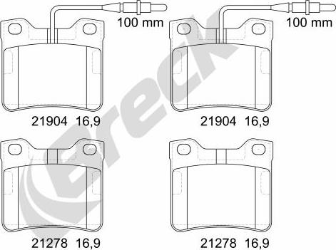 Breck 21904 00 701 10 - Bremžu uzliku kompl., Disku bremzes autospares.lv