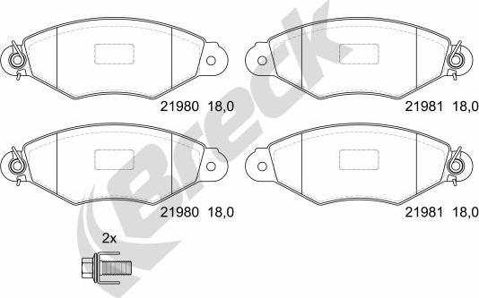 Breck 21980 00 702 00 - Bremžu uzliku kompl., Disku bremzes www.autospares.lv