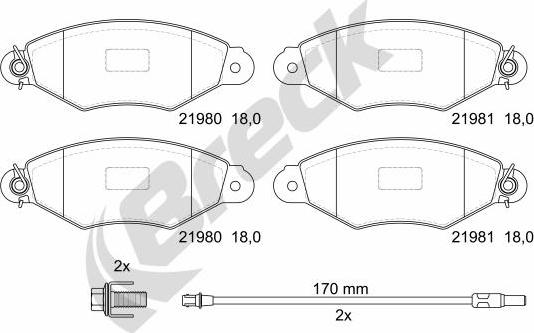 Breck 21980 00 702 10 - Bremžu uzliku kompl., Disku bremzes autospares.lv