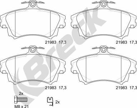 Breck 21983 00 701 10 - Bremžu uzliku kompl., Disku bremzes www.autospares.lv