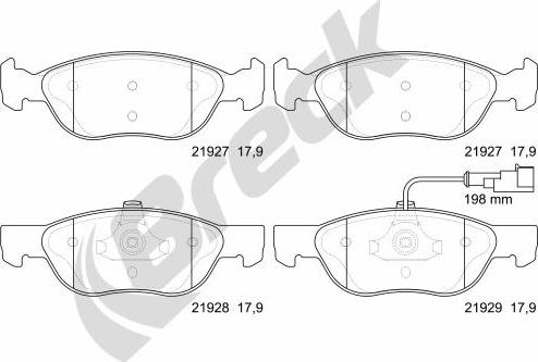 Breck 21927 00 702 10 - Bremžu uzliku kompl., Disku bremzes autospares.lv