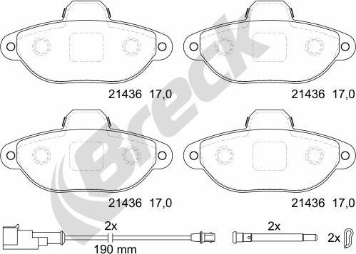 Breck 21436 00 702 10 - Bremžu uzliku kompl., Disku bremzes www.autospares.lv