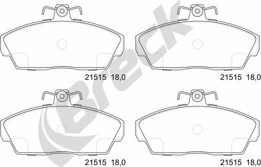 Breck 21515 00 702 10 - Bremžu uzliku kompl., Disku bremzes autospares.lv