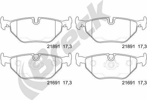 Breck 21691 00 702 00 - Bremžu uzliku kompl., Disku bremzes www.autospares.lv