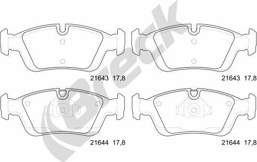 Breck 21643 00 701 00 - Bremžu uzliku kompl., Disku bremzes autospares.lv