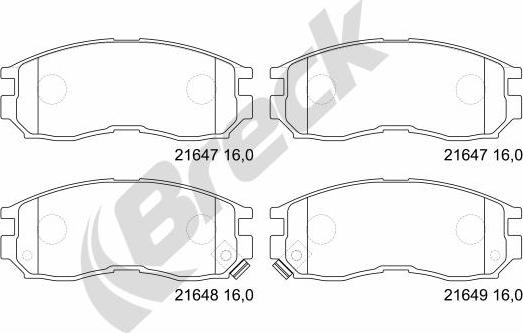 Breck 21647 00 701 10 - Bremžu uzliku kompl., Disku bremzes autospares.lv