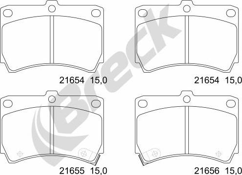 Breck 21654 00 702 10 - Bremžu uzliku kompl., Disku bremzes autospares.lv