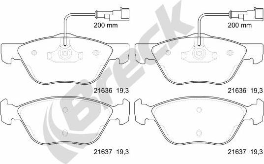 Breck 21636 00 701 10 - Тормозные колодки, дисковые, комплект www.autospares.lv