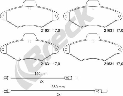 Breck 21631 00 701 10 - Brake Pad Set, disc brake www.autospares.lv