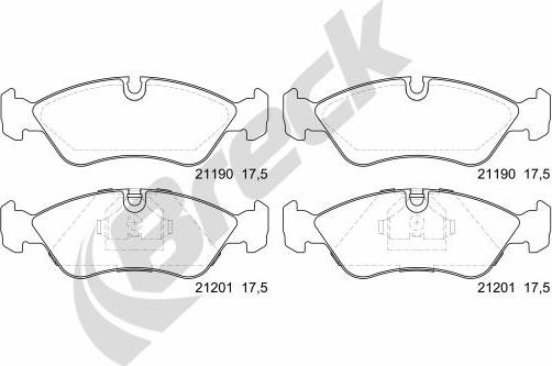 Breck 21190 00 701 00 - Тормозные колодки, дисковые, комплект www.autospares.lv