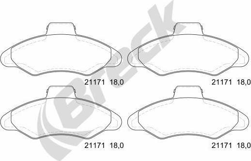 Breck 21171 00 702 00 - Тормозные колодки, дисковые, комплект www.autospares.lv