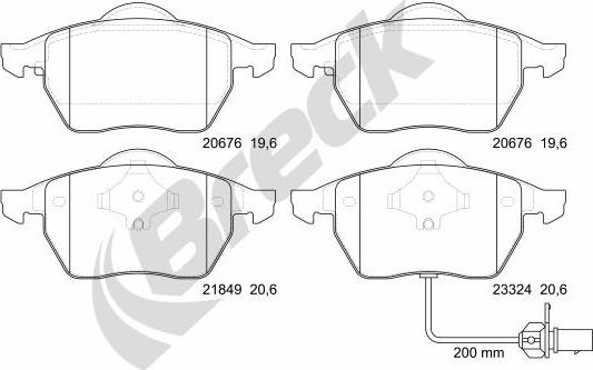 Breck 21849 00 701 10 - Bremžu uzliku kompl., Disku bremzes www.autospares.lv