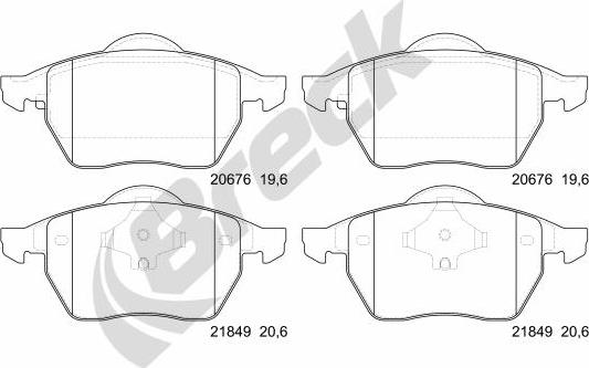 Breck 21848 00 701 00 - Тормозные колодки, дисковые, комплект www.autospares.lv