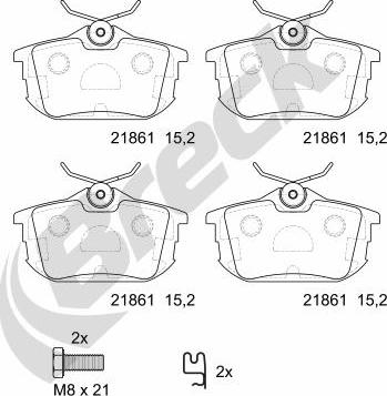 Breck 21861 00 704 10 - Bremžu uzliku kompl., Disku bremzes www.autospares.lv