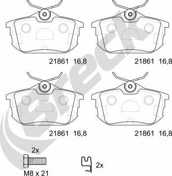 Breck 21861 10 704 10 - Bremžu uzliku kompl., Disku bremzes www.autospares.lv