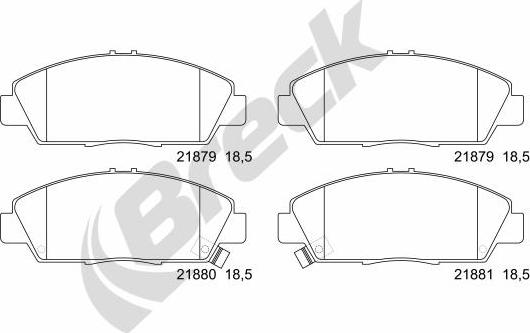 Breck 21879 00 701 10 - Тормозные колодки, дисковые, комплект www.autospares.lv