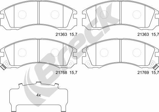 Breck 21363 00 701 10 - Тормозные колодки, дисковые, комплект www.autospares.lv