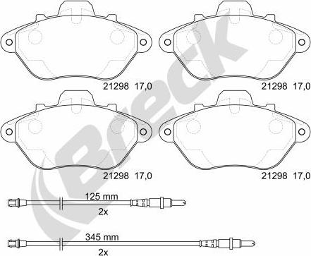 Breck 21298 00 701 10 - Bremžu uzliku kompl., Disku bremzes www.autospares.lv