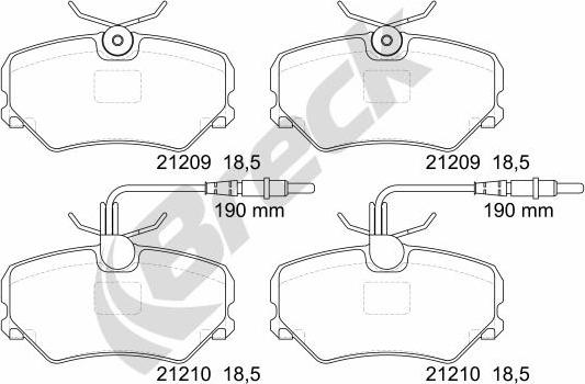 Breck 21209 00 501 10 - Bremžu uzliku kompl., Disku bremzes autospares.lv