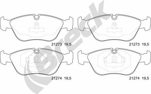 Breck 21273 00 701 00 - Bremžu uzliku kompl., Disku bremzes www.autospares.lv