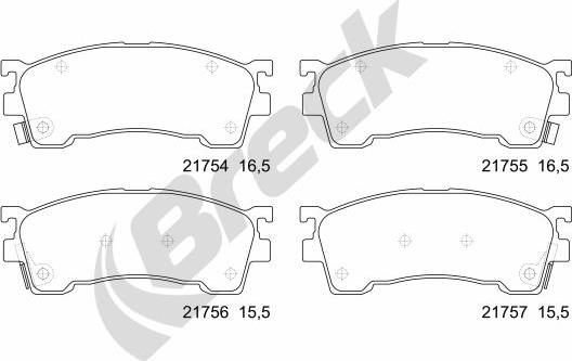 Breck 21754 00 701 10 - Bremžu uzliku kompl., Disku bremzes autospares.lv