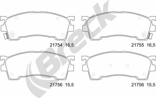 Breck 21755 00 701 10 - Тормозные колодки, дисковые, комплект www.autospares.lv