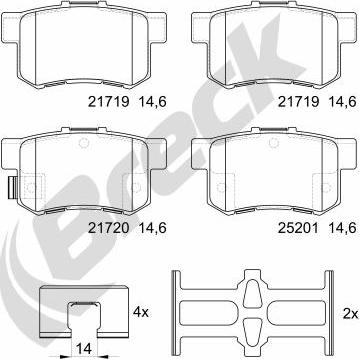 Breck 21720 00 704 00 - Bremžu uzliku kompl., Disku bremzes www.autospares.lv