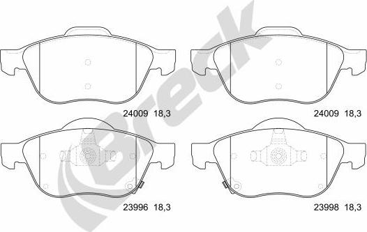 Breck 23996 00 701 00 - Bremžu uzliku kompl., Disku bremzes autospares.lv