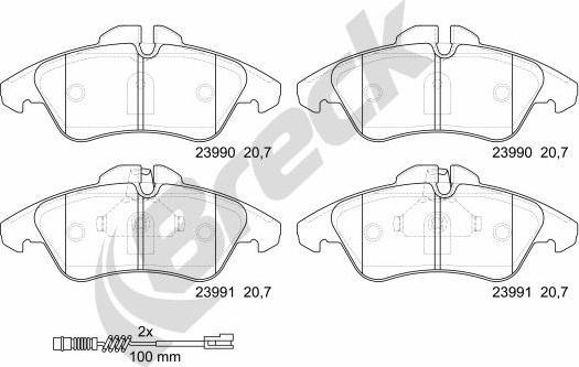 Breck 23990 00 703 10 - Тормозные колодки, дисковые, комплект www.autospares.lv