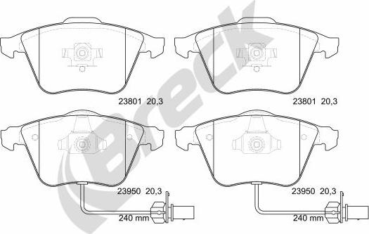 Breck 23950 00 552 10 - Bremžu uzliku kompl., Disku bremzes autospares.lv