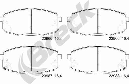 Breck 23966 00 701 10 - Bremžu uzliku kompl., Disku bremzes autospares.lv