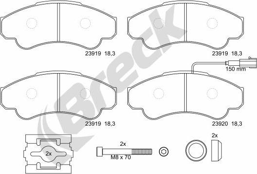 Breck 23919 00 703 10 - Тормозные колодки, дисковые, комплект www.autospares.lv