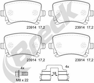 Breck 23914 00 704 00 - Brake Pad Set, disc brake www.autospares.lv