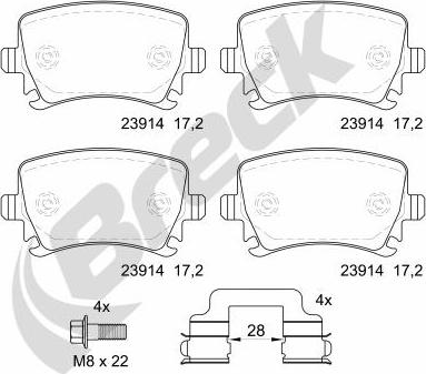 Breck 23914 00 704 10 - Тормозные колодки, дисковые, комплект www.autospares.lv