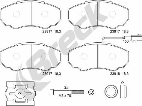 Breck 23917 00 703 10 - Bremžu uzliku kompl., Disku bremzes www.autospares.lv