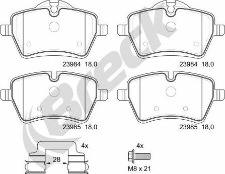 Breck 23984 00 701 00 - Bremžu uzliku kompl., Disku bremzes www.autospares.lv