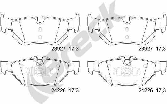 Breck 23927 00 704 00 - Bremžu uzliku kompl., Disku bremzes autospares.lv