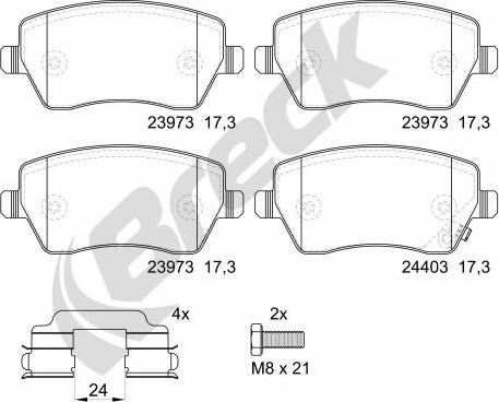 Breck 23973 00 702 10 - Bremžu uzliku kompl., Disku bremzes www.autospares.lv