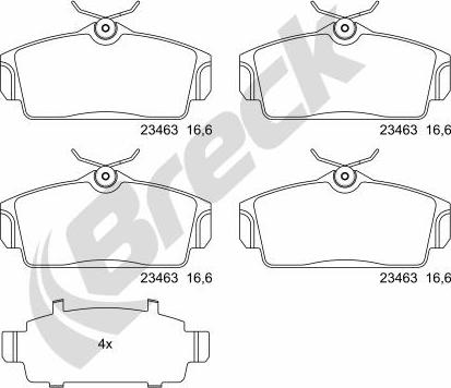 Breck 23463 00 701 00 - Bremžu uzliku kompl., Disku bremzes www.autospares.lv