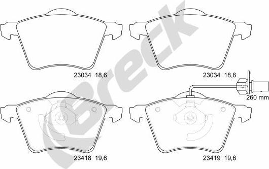 Breck 23418 00 703 10 - Bremžu uzliku kompl., Disku bremzes www.autospares.lv