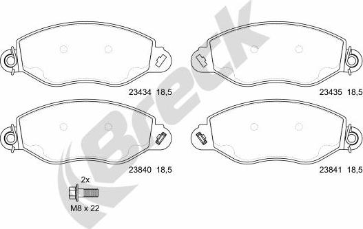 Breck 23434 00 703 10 - Bremžu uzliku kompl., Disku bremzes www.autospares.lv