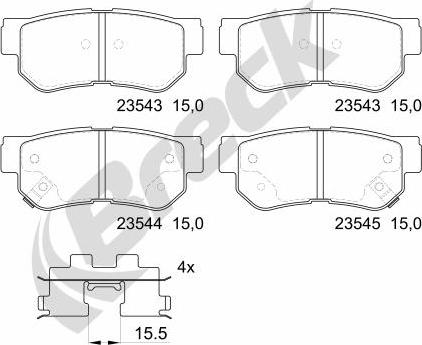 Breck 23543 00 704 10 - Bremžu uzliku kompl., Disku bremzes www.autospares.lv