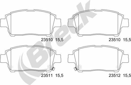 Breck 23510 00 702 10 - Bremžu uzliku kompl., Disku bremzes autospares.lv