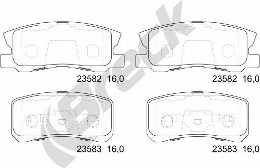 Breck 23582 00 702 00 - Тормозные колодки, дисковые, комплект www.autospares.lv