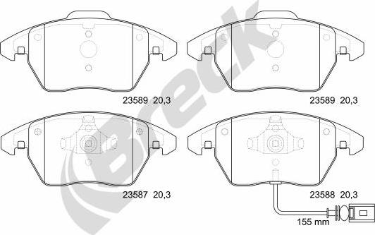 Breck 23587 00 701 10 - Bremžu uzliku kompl., Disku bremzes www.autospares.lv